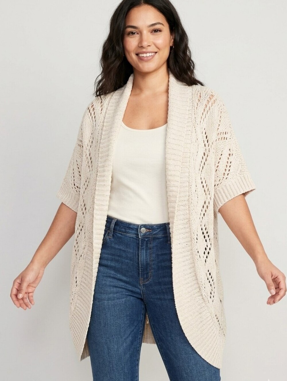 OLD NAVY Chunky Knit Open Front Short Sleeve Cardigan, Size XXL